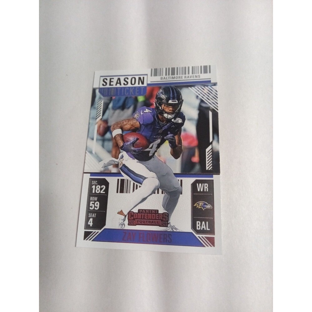Zay Flowers 2024 Panini Contenders Football #8 Season Ticket Baltimore Ravens